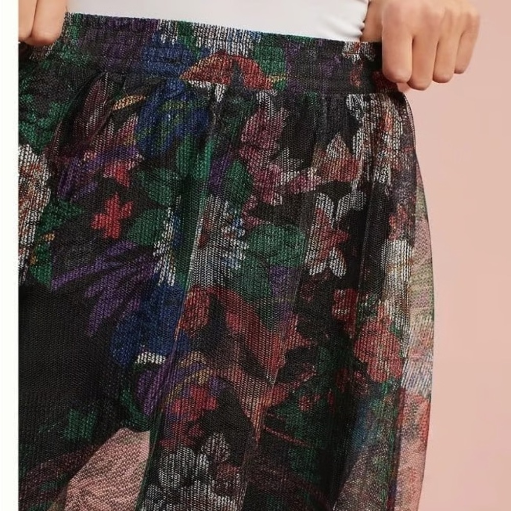 Anthropologie Meena Skirted Pants, by Maeve Floral Ruffle Midi Skirt Size M NWOT - Picture 7 of 14